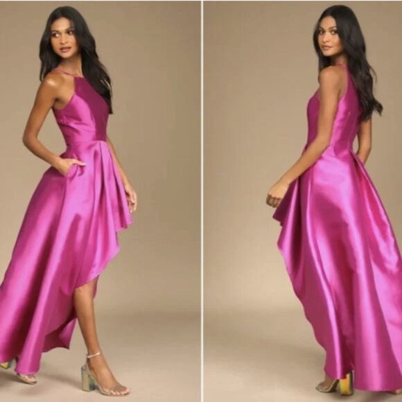 LULU's Chic Minimalist Modern Special Event Sexy High Low Hem Dress - Picture 1 of 5